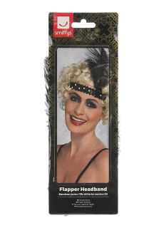 Opaska z pi�rkiem FLAPPER czarna opaska na g�ow� opaska damska opaska lata 20 opaska retro