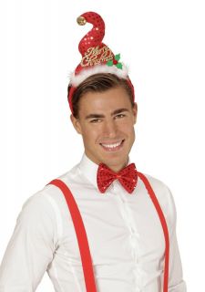 Opaska �wi�teczna MERRY CHRISTMAS z muszk� 