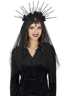 Halloweenowa opaska z welonem CZARNE RӯE