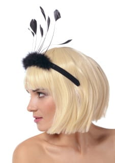 Opaska z pi�rami DIVA czarna opaska lata 20 opaska na g�ow� lata 20 opaska na w�osy lata 20