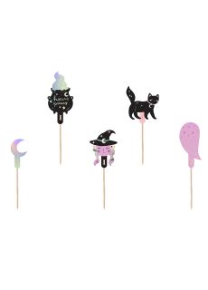 Ozdoby do muffinek na Halloween CZAROWNICA I KOT