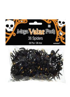 Paj�ki plastikowe 36 szt. ozdoby na halloween plastikowe paj�ki straszne dekoracje na halloween