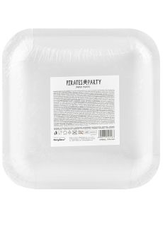 Papierowe talerzyki kwadratowe PIRACI czerwone 20cm (6szt.)