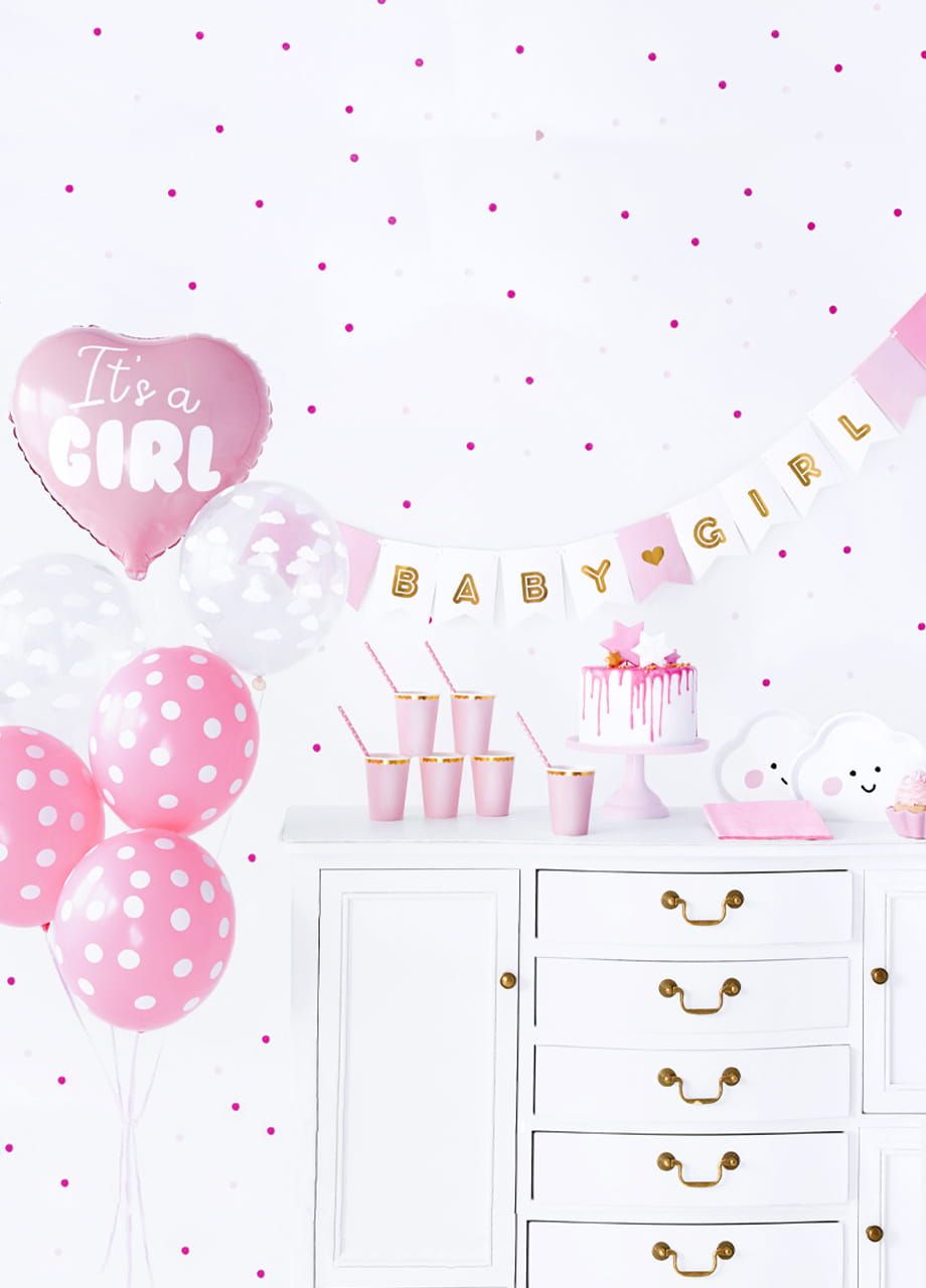 Party box zestaw dekoracji na BABY SHOWER różowy