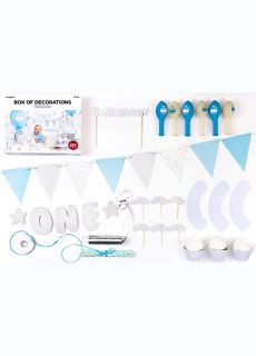 Party box zestaw dekoracji na roczek ch�opca 1 URODZINY