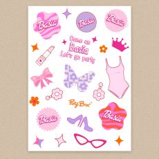 Personalizowane naklejki PINK DREAM w stylu kultowych lalek naklejki personalizowane naklejki na urodziny dziecka