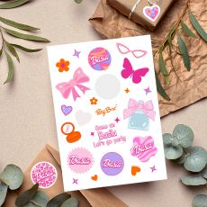 Personalizowane naklejki PINK DREAM w stylu kultowych lalek naklejki personalizowane naklejki na urodziny dziecka