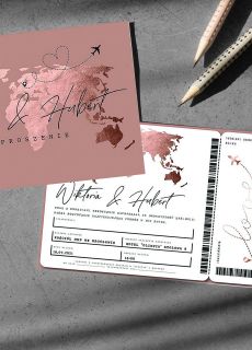 Personalizowane zaproszenia lubne BILET LOTNICZY