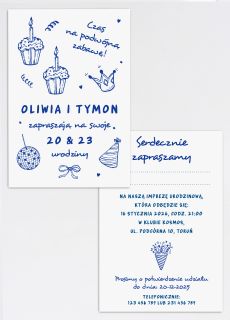 Personalizowane zaproszenie na PODW�JNE URODZINY zaproszenie na urodziny zaproszenie personalizowane