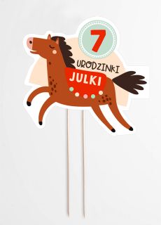 Personalizowany topper na tort z koniem KONIK