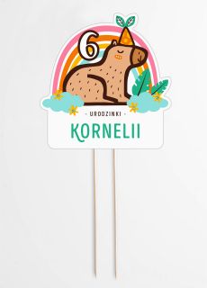 Personalizowany topper na tort KAPIBARA na urodziny dziecka dekoracje na tort dekoracja na urodziny dziecka