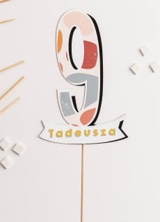 Personalizowany topper urodzinowy CYFRA 9
