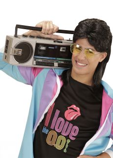 M�ska peruka d�uga z grzywk� LATA 80 z okularami peruka lata 80 peruka m�ska peruka imprezowa okulary retro