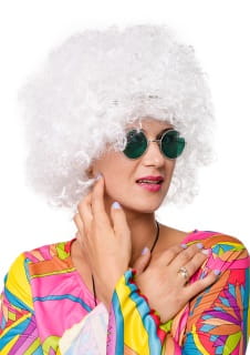 Peruka AFRO bia�a bia�a peruka peruka na imprez� afro peruka peruka retro peruka imprezowa peruka karnawa�owa