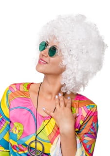 Peruka AFRO bia�a bia�a peruka peruka na imprez� afro peruka peruka retro peruka imprezowa peruka karnawa�owa