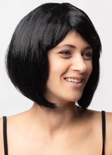 Czarna peruka z grzywk� BABE kr�tka peruka bob dodatek do stroju retro peruka lata 20 peruka czarna bob