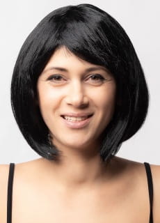 Czarna peruka z grzywk� BABE kr�tka peruka bob dodatek do stroju retro peruka lata 20 peruka czarna bob