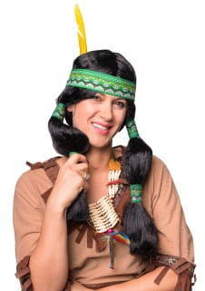 Peruka Indianka  peruka karnawa�owa z warkoczami i opask� peruka indianki peruka na karnawa�