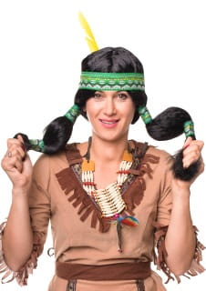 Peruka Indianka  peruka karnawa�owa z warkoczami i opask� peruka indianki peruka na karnawa�