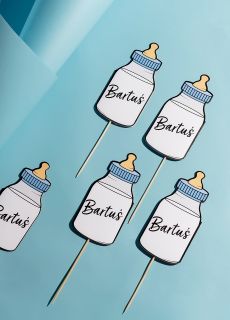 Pikery na baby shower ch�opca BUTELKA (6szt.)