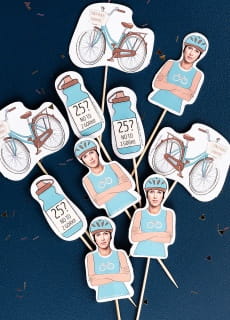 Pikery personalizowane URODZINY ROWERZYSTY tort rowerzysty (11szt.)