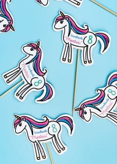 Pikery na babeczki personalizowane JEDNOROEC urodziny unicorn (6szt.)