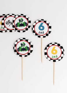 Pikery urodzinowe DLA FANA SAMOCHODW personalizowane (6szt.)