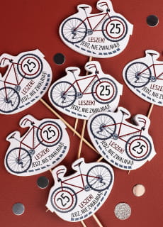 Pikery personalizowane na urodziny rowerzysty ROWEROWO (7szt.)