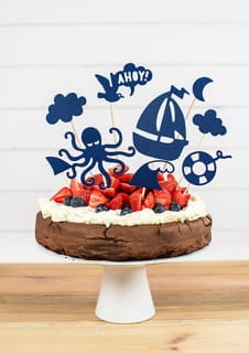 Dekoracja tortu AHOY pikery na tort (9szt.)