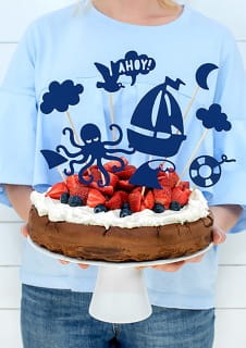 Dekoracja tortu AHOY pikery na tort (9szt.)