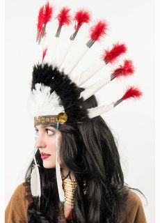 Pi�ropusz INDIA�SKI czarno-bia�y opaska india�ska gad�ety karnawa�owe akcesoria karnawa�owe