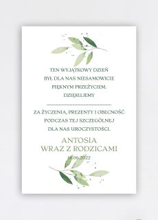 Kartki podzi�kowania na chrzest dla go�ci LISTKI