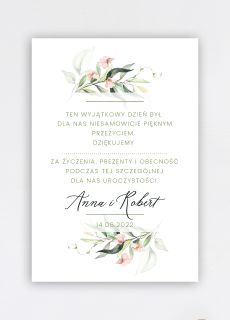 Kartki z podzikowaniami dla goci weselnych ELEGANCKIE