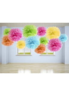 Pompon z bibuy GRANATOWY 25cm