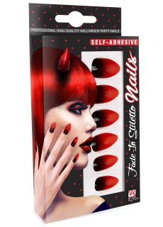 Przyklejane paznokcie CZERWONE OMBRE sztuczne paznokcie paznokcie na halloween sztuczne paznokcie samoprzylepne