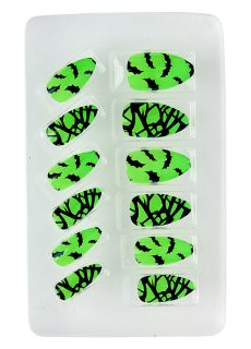 Przyklejane paznokcie ZIELONY NEON sztuczne paznokcie paznokcie na halloween sztuczne paznokcie samoprzylepne