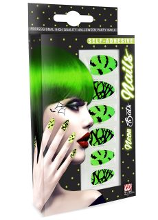 Przyklejane paznokcie ZIELONY NEON sztuczne paznokcie paznokcie na halloween sztuczne paznokcie samoprzylepne