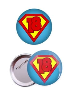 Przypinka na 18 urodziny SUPERHERO