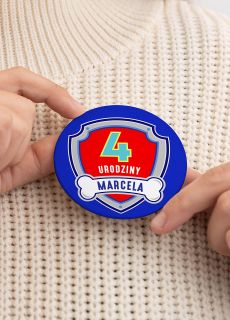 Przypinka na urodziny dziecka URODZINOWY PATROL (12szt.)