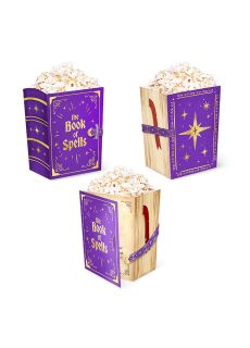 Andrzejkowe pude�ka na popcorn THE BOOK OF SPELLS 3szt. pude�ka na przek�ski dekoracje na andrzejki