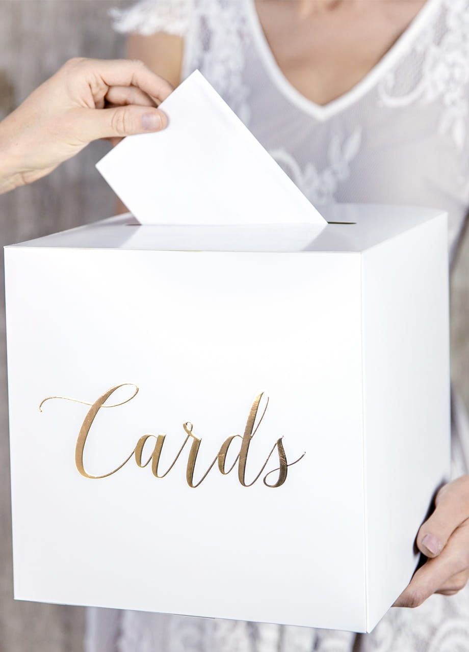 Pudełko na koperty z życzeniami CARDS złote