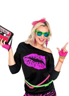 R�kawiczki siateczkowe kr�tkie NEON PINK r�kawiczki neonowe siateczkowe r�kawiczki  kabaretki na r�ce
