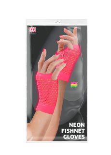 R�kawiczki siateczkowe kr�tkie NEON PINK r�kawiczki neonowe siateczkowe r�kawiczki  kabaretki na r�ce