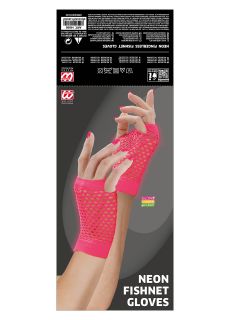 R�kawiczki siateczkowe kr�tkie NEON PINK r�kawiczki neonowe siateczkowe r�kawiczki  kabaretki na r�ce