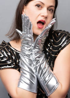 Rkawiczki karnawaowe GLAM srebrne