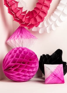 Rozety z papieru rowo-biae 20cm (3szt.)