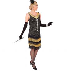 Sukienka lata 20. FLAPPERKA z�oto-czarna - M str�j lata 20 damski sukienka wielki gatsby sukienka flapper