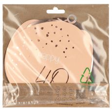 Serpentyna urodzinowa 40 URODZINY Elegant Blush (5szt.)