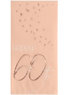 Papierowe serwetki na 60 URODZINY ELEGANT BLUSH (10szt.)