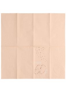 Papierowe serwetki na 60 URODZINY ELEGANT BLUSH (10szt.)